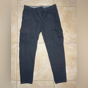 Eleventy Milano Men's Black Canvas Cargo Trouser Pants W33